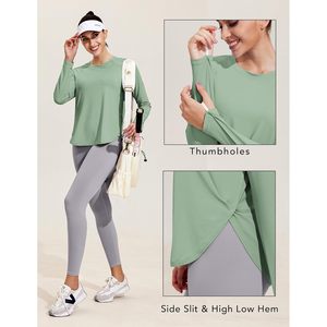 Camisetas Deportivas para Mujer, Corte Holgado, para Correr, Gimnasio, Transpirables, Manga Raglán, Color Verde Salvia, Talla S - Product Image 3