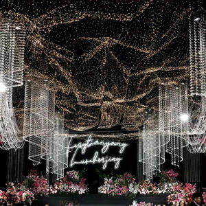 Cortina Colgante de PVC con Cuentas y Cristales LANJO, Estilo ROMÁNTICO, Forma Circular, Tamaño Personalizado para Decoración de Salones de Eventos y Bodas - Product Image 3