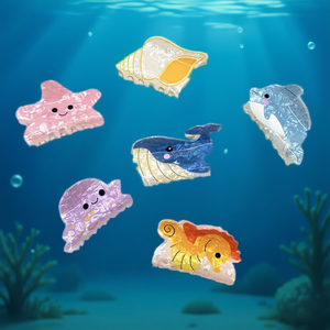 Iave Fermagli per capelli a forma di animali marini 8 cm, design simpatico a cartoni animati per bambini e donne - Product Image 2