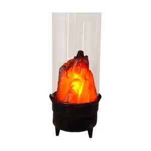 Lanterna torcia camino decorazione artificiale senza fiamma portatile char burn rosso luce elettrica in movimento fuoco incandescente lampada di vetro