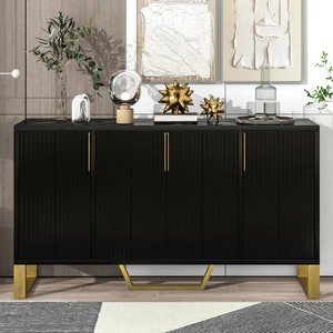Modern Solid Wood <b>Sideboard</b> with Four Doors Adjustable Shelves Handles/Legs <b>for</b> <b>Kitchen</b> Dining Room & Living Room - Product Image 1