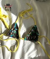 Maillot de bain rétro MLY pour femme, imprimé floral géométrique, haut triangle à nouer, bas à nouer sur les côtés, pour l'été et la plage