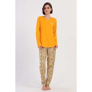 KADIN P.SUPREM XXL O YAKA UZUN KOL ETEGI OVAL PIJAMA TAKIM - สีส้ม - สีส้ม - Product Image 1