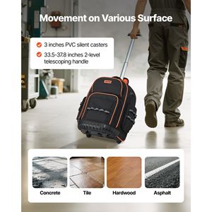 Heavy Duty <b>Rolling</b> <b>Tool</b> Backpack 14 Inch with Wheels 200 lb Capacity 3-Year Warranty for <b>Tools</b> Storage & Transportation - Product Image 4