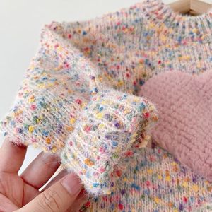 Child Star Circle Girls Sweater Thick Knit Colorful Heart Design Autumn Winter Soft Full Sleeve Kids Top - Product Image 3