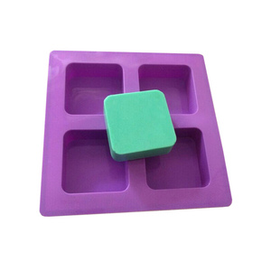 Toptan 4 kavite dikdörtgen kare silikon sabun DIY kafa yapımı dört kare el yapımı sabun kalıp 6.6*6.6*3cm silikon sabun kalıbı - Product Image 4