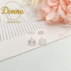 أقراط فضية مطلية بالجملة، أقراط فراشة فضية اللون، أقراط قلب من سبيكة النحاس، أقراط بسيطة، هدايا مجوهرات للفتيات - Product Image 3