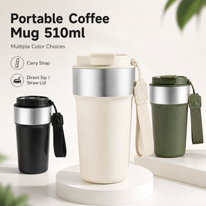 Factory Wholesale Custom Stainless Steel Vacuum <b>Flask</b> Outdoor Insulated Wide Mouth Water Bottle Black Reusable Iced Coffee Cup - Product Image 1