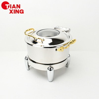 Fournitures d'hôtel 3.5L 4.5L acier inoxydable 304 chauffe-soupe pour buffet bouilloire cuisine plat de service poignée en or chauffe-plats