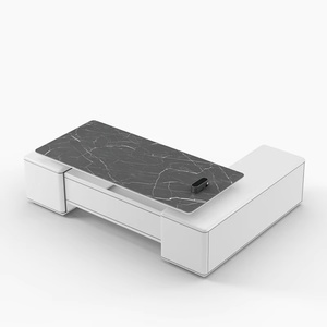 Modern Minimalist Executive Office <b>Desk</b> Furniture Luxury Marble Top Design Convertible for CEO Manager - Product Image 1
