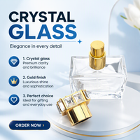 Flacon de parfum carré vide en verre de luxe de 30 ml, 50 ml, 100 ml avec capuchon pulvérisateur estampé or pour crème visage et gouttes pour les yeux – Vente en gros