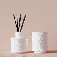 Ensemble diffuseur de parfum en céramique avec bocal à bougie blanc minimaliste et logo personnalisé en relief