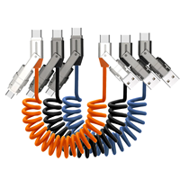 Câble de données tout-en-un 6-en-1 USB Type-C 240W 5A à charge rapide 1,2m avec connecteurs en alliage de zinc et cuivre pur pour lecteur de codes-barres
