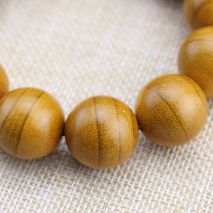 Sichuan Golden Nanmu Wood <b>Bracelet</b> 20mm 108 Beads Single Strand Buddhist Prayer Beads Unisex Couple Natural Fragrance - Product Image 3