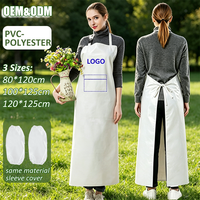 Tablier de travail personnalisé blanc en PVC/Polyester épais 0,4 mm, réutilisable, pour femmes et hommes, 100*125 cm, avec poche