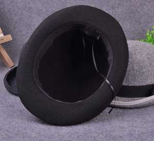 Fashion Trendy Unisex Mens Wool Felt Bowler <b>Hat</b> Formal Derby <b>Hat</b> <b>Flat</b> Top Fedora <b>Hats</b> Short Brim - Product Image 5