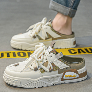 Mules pour hommes, Nouveauté Été 2026, Respirantes, Polyvalentes, à enfiler, Tendance, Style Skate, Sans talon, à bout fermé en maille - Product Image 3