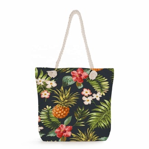 Fabricantes Venda Direta Floral Impresso Armazenamento Único Ombro Grande Capacidade Viagem Tote Saco De Praia com Bolsos Dentro - Product Image 6