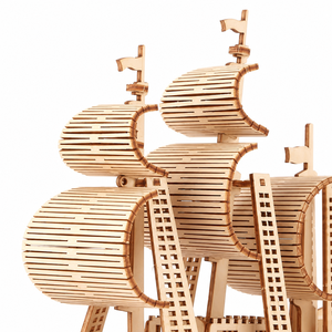 Kit Modello di Nave a <span class=keywords><strong>Vela</strong></span> 3D in Legno, Puzzle in Legno Tagliato al Laser, Barca Galleone Fai-da-Te, Decorazione da Scrivania per Adulti e Adolescenti - Product Image 4
