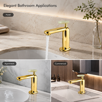 Robinet de lavabo de salle de bain moderne en laiton massif, monocommande, monotrou, mitigeur chaud/froid avec poignée style pierre