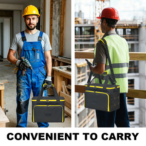 Tool Bag Multi Compartment Adjustable Strap Shoulder Bag Universal Tool Storage Yellow Nylon Zipper Closure - Product Image 4