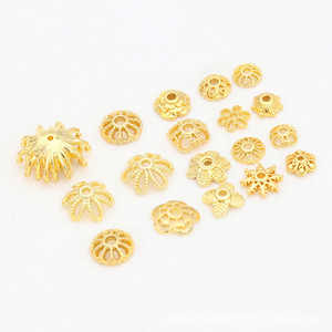 DIY copper-plated 18K gold color-preserving flower <b>holder</b> with hollowed-out petals, petal spacers, beaded flower <b>hat</b> C02 - Product Image 4