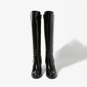 Robe d'automne à bout carré élastique, mollet large, haute avec fermeture éclair latérale, <span class=keywords><strong>bottes</strong></span> <span class=keywords><strong>hautes</strong></span> d'hiver en fourrure <span class=keywords><strong>pour</strong></span> femmes, au-dessus du genou - Product Image 4