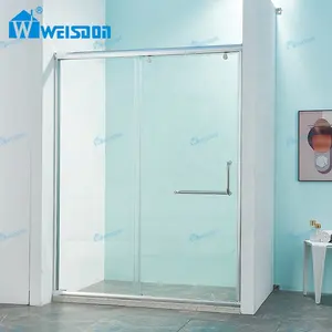 Weisdon China Factory Straight Framed Chrome Sliding Shower Door Tempered Glass Aluminum Shower Room