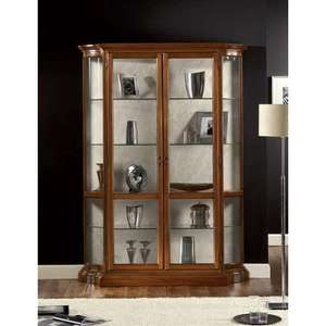 Espositore a 2 porte con pannello posteriore in tessuto 3 ripiani in vetro 1 ripiano in legno per la casa o l'ufficio e collezioni di porcellana - Product Image 1