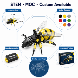 Modelo de Insecto Amarillo Personalizado, Mini Juguetes DIY para Niños, Juego de Bloques de Construcción con Abdomen Luminoso - Product Image 5