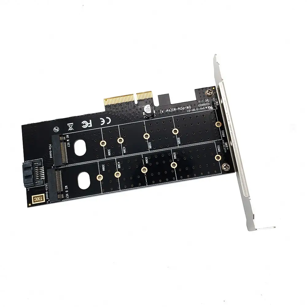 Scheda di espansione a doppio protocollo da 110mm Pcie a M.2 Nvme SSD NGFF Riser scheda M-KEY + B-KEY doppia interfaccia nera alta