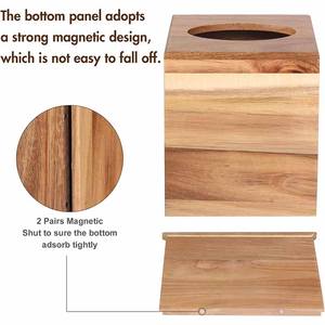 Couvercle de boîte à mouchoirs en bois d'acacia Couvercle de boîte à mouchoirs carré décoratif - Product Image 5