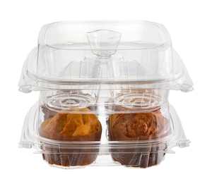Bandeja reciclable de cuatro Magdalenas con tapa transparente con bisagras para visibilidad para servicio de alimentos y uso doméstico - Product Image 4