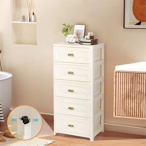 Cajonera de Múltiples Niveles en Color Blanco y Gris, Organizador de Ropa Tipo Cajón para Dormitorio, Armario de Plástico de Gran Capacidad - Product Image 1