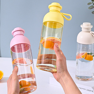 Minimalist Clear PC Water <b>Bottle</b> PP Screw Lid With Portable Carry Loop Lightweight Leakproof Travel Drinking Cup Custom Logo - Product Image 3