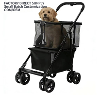 Poussette pliable pour animaux de compagnie à une touche, cadre robuste en tube carré, roues pivotantes silencieuses à 360 degrés, tissu en maille Oxford, transport d'animaux