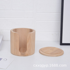 <b>Bamboo</b> Cylindrical Storage Box Round Wood Grain Eco Friendly Tea Cosmetic Towel <b>Container</b> - Product Image 4