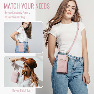 Bolso Bandolera para Mujer, Bolso Pequeño para Teléfono Celular con Ranuras para Tarjetas de Crédito, Cartera de Cuero Ligera con Correa para la Muñeca, Bolso Universal para Teléfono - Product Image 5