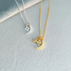 Collana iniziale con lettera personalizzata per la luna celeste e la collana di stelle per ragazze regalo per la festa della mamma - Product Image 2