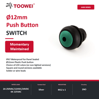 Interrupteur à bouton TOOWEI 12 mm, borne de soudage, autobloquant, éclairé, certifié CE RoHS, étanche IP67