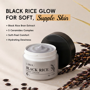 Crema de Noche de Arroz Negro LAIKOU 30g, Hidratación Duradera, Brillo Nocturno, Fermento, Niacinamida, Ácido Hialurónico - Product Image 3