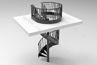 Escalier en colimaçon moderne en acier métallique fabriqué en Chine avec main courante en fil d'acier, escalier intérieur durable pour appartement
