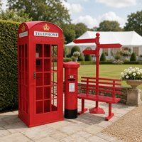 Enregistreur de messages audio pour livre d'or de mariage, style cabine téléphonique britannique vintage de Londres, avec plateau de table blanc, modèle Memory Modern Set