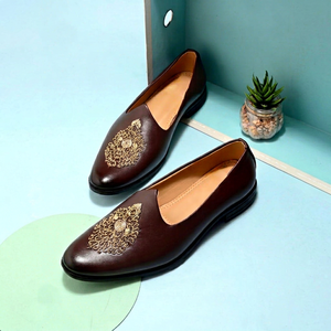 Asken Atelier <b>Men</b> Embroidered Loafers Traditional <b>Indian</b> Wedding <b>Shoes</b> Closed Toe Slip-On Synthetic Upper Genuine Leather Lining - Product Image 1
