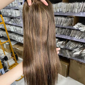 การออกแบบที่หรูหรา 100% ผมมนุษย์ 16 นิ้ว 6*7 Topper ฟรีส่วนลูกไม้โมโนสําหรับผู้หญิงผอมบางพร้อมส่ง - Product Image 1