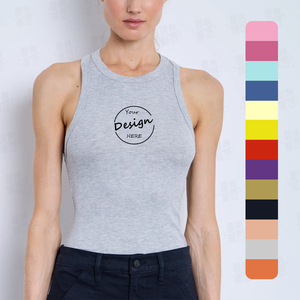 Débardeur Sport Sans Manches Femme Tendance, Débardeur Décontracté Uni Col Rond en Maille Côtelée, Débardeurs Basiques Moulants pour Femme – Vente en Gros - Product Image 1