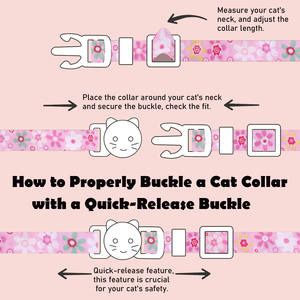 <span class=keywords><strong>Collar</strong></span> de Gato de Algodón con Hebilla de Seguridad, <span class=keywords><strong>Collar</strong></span> de Gatito Rosa Floral con Colgante de Flor y Campana, Lindos Collares para Gatitas - Product Image 2