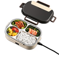 Boîte à lunch électrique USB portable, compartimentée, chauffe-aliments pour voiture, récipient isotherme en acier inoxydable
