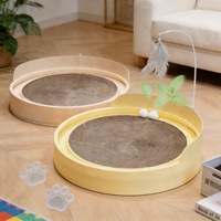 Tapis à gratter pour chat de forme ronde, remplaçable, avec bordure haute, en carton ondulé, pour chats d'intérieur