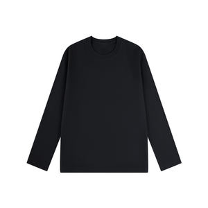 Camiseta de Manga Larga para Hombre, 100% Algodón, Lisa, Antiarrugas, Cuello Redondo, Estilo Casual y Holgado para Exteriores - Product Image 1